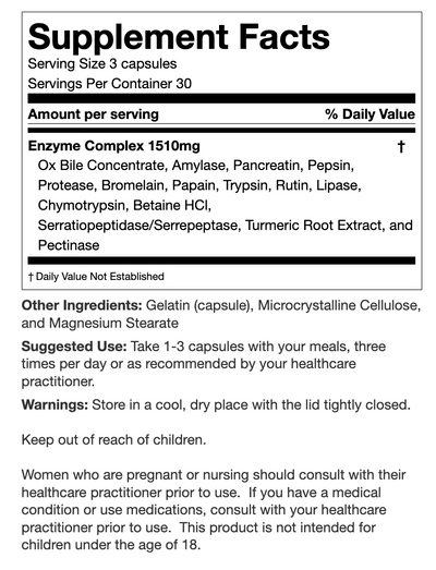 Supplement Facts of EnzymeFS product